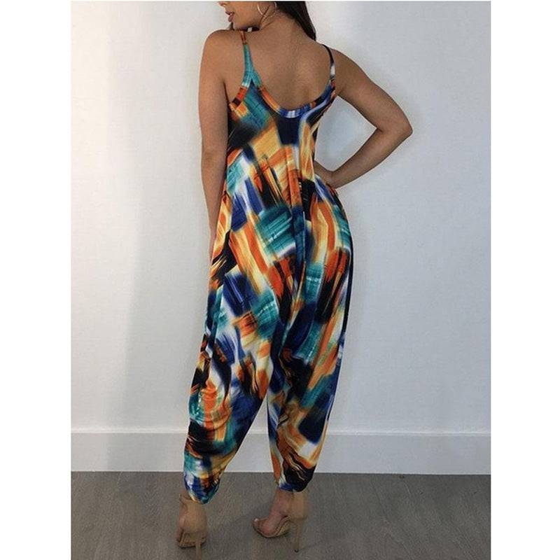 Printed Loose Suspenders Women Jumpsuit - Urban Trend Fashion