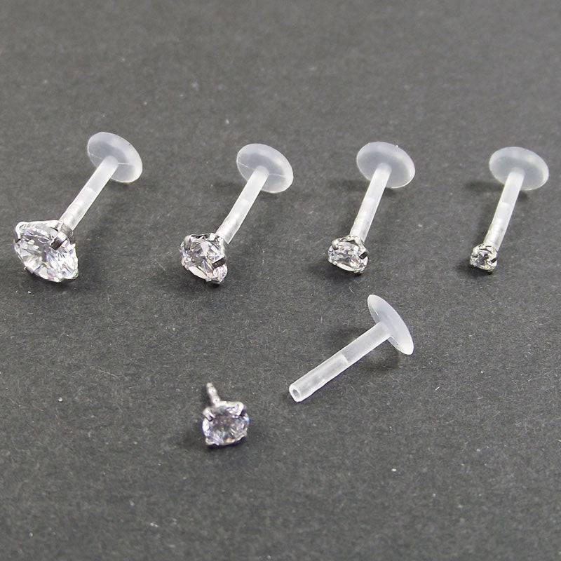 Acrylic Transparent Hollow Lip Nail Pin Clip Zircon Ear Bone Nail Lip Nail Nose Nail Dimple Nail - Urban Trend Fashion