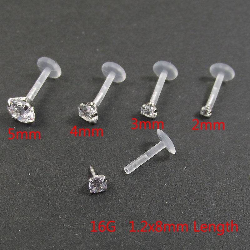 Acrylic Transparent Hollow Lip Nail Pin Clip Zircon Ear Bone Nail Lip Nail Nose Nail Dimple Nail - Urban Trend Fashion