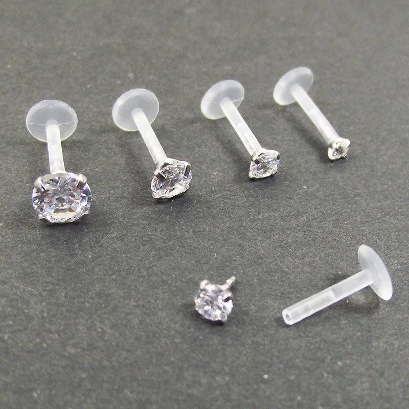 Acrylic Transparent Hollow Lip Nail Pin Clip Zircon Ear Bone Nail Lip Nail Nose Nail Dimple Nail - Urban Trend Fashion