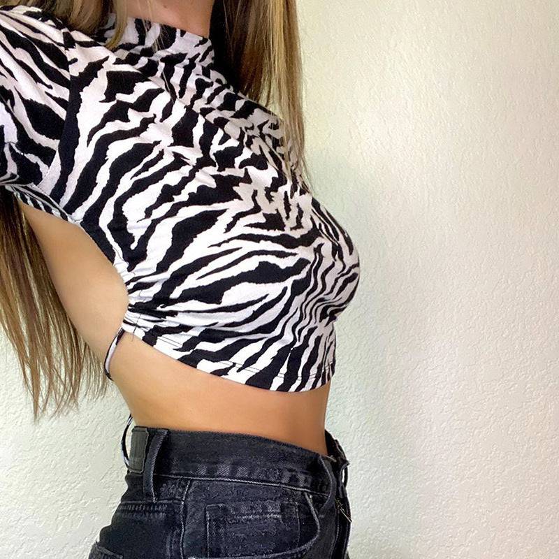 Animal Zebra Print Backless Top - Urban Trend Fashion