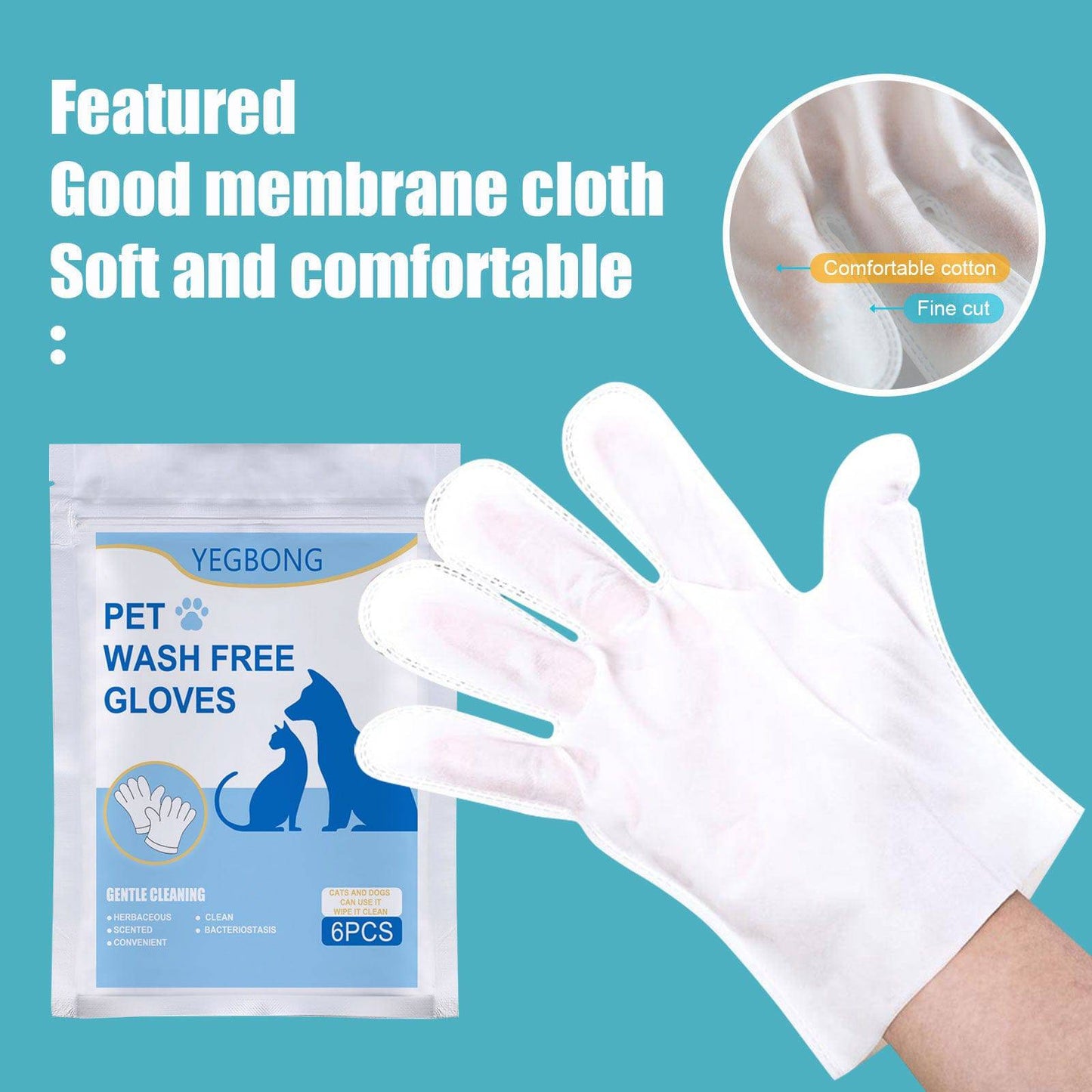 Yegbong pet hair removal wipes Clean wipes no-bath non-woven gloves for felines - Urban Trend Fashion