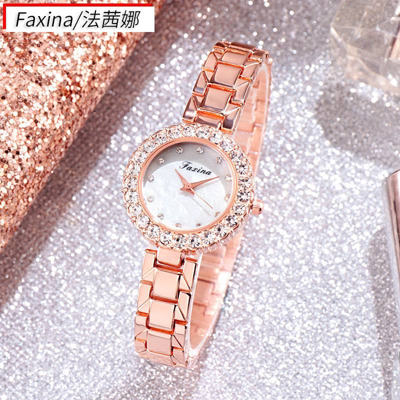 Five-piece Set Vibrato Live Diamond-encrusted Fashion Trend Quartz Watch Watch Set - Urban Trend Fashion