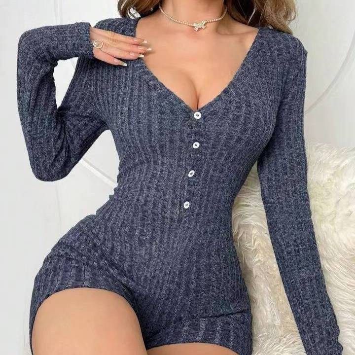 Casual Slim Women Rib Knitted Jumpsuit - Urban Trend Fashion