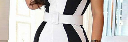 Sexy Jumpsuit Black And White Contrast Color Slim Fit Jumpsuit Women Without Belt - Urban Trend Fashion