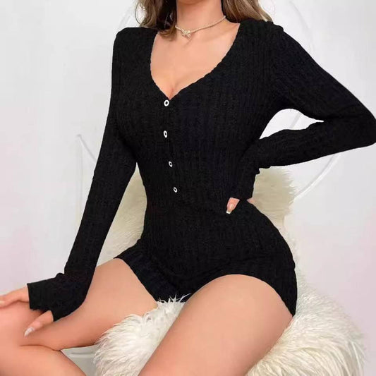 Casual Slim Women Rib Knitted Jumpsuit - Urban Trend Fashion