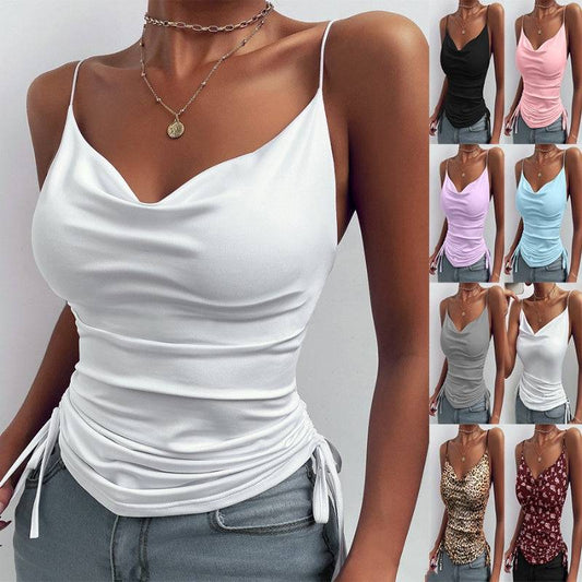 Spaghetti Strap Tops V-neck Camisole Shirts Women Summer Clothes - Urban Trend Fashion