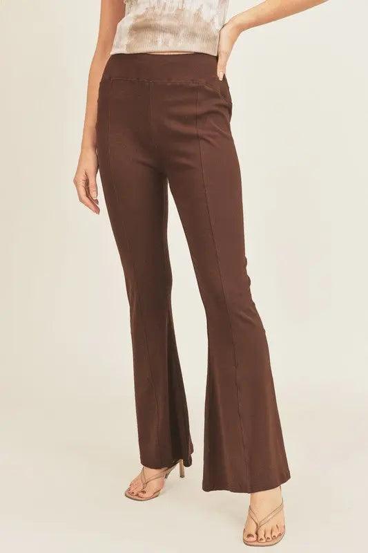 Aemi + Co High Waist Flare Pants - Urban Trend Fashion