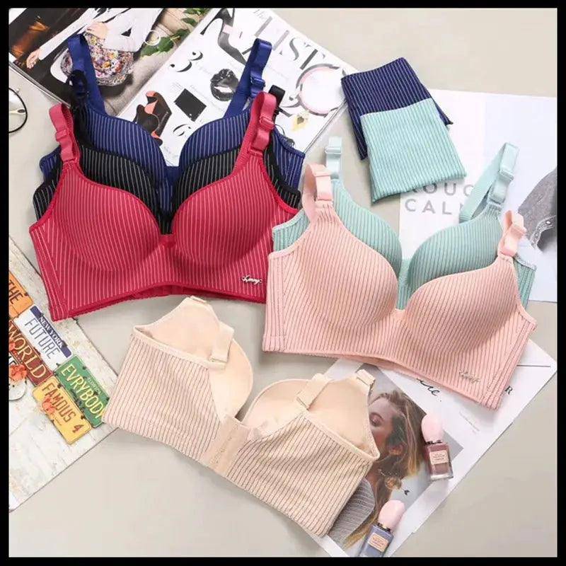 Brand High-End Romantic Temptation Bra Set Women's Fashion Striped wear Pushs - Urban Trend Fashion