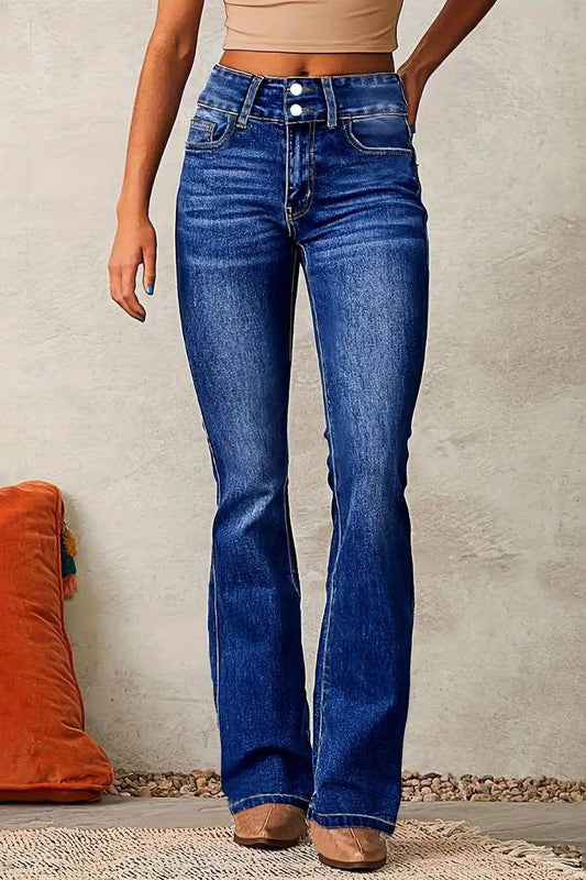 Cat Whisker Washed Bootcut Jeans - Urban Trend Fashion