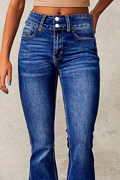 Cat Whisker Washed Bootcut Jeans - Urban Trend Fashion