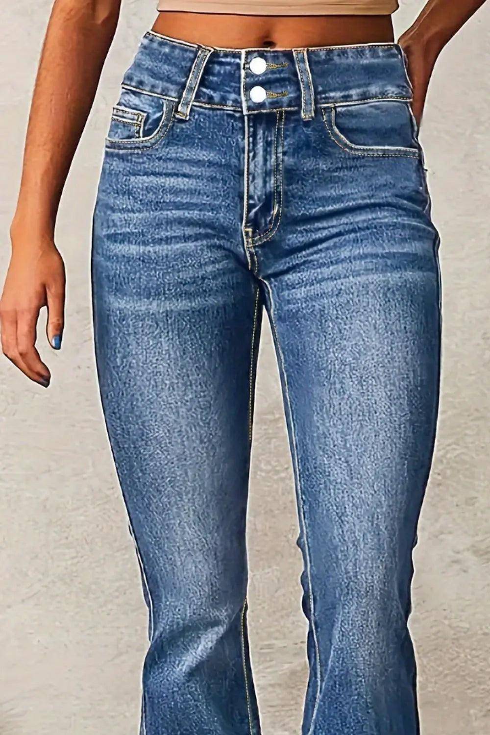 Cat Whisker Washed Bootcut Jeans - Urban Trend Fashion