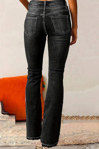 Cat Whisker Washed Bootcut Jeans - Urban Trend Fashion