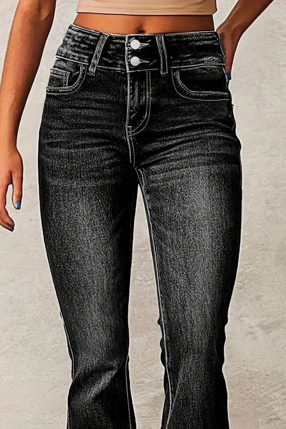 Cat Whisker Washed Bootcut Jeans - Urban Trend Fashion