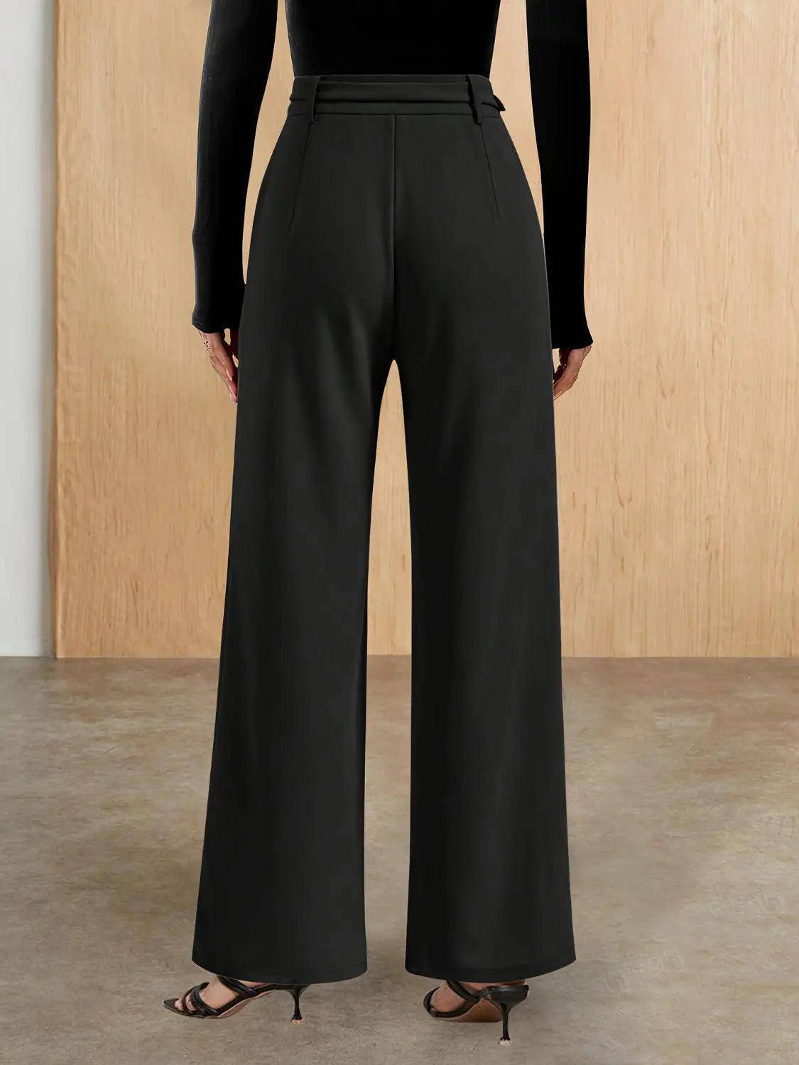 Chain Detail High Waist Pants - Urban Trend Fashion