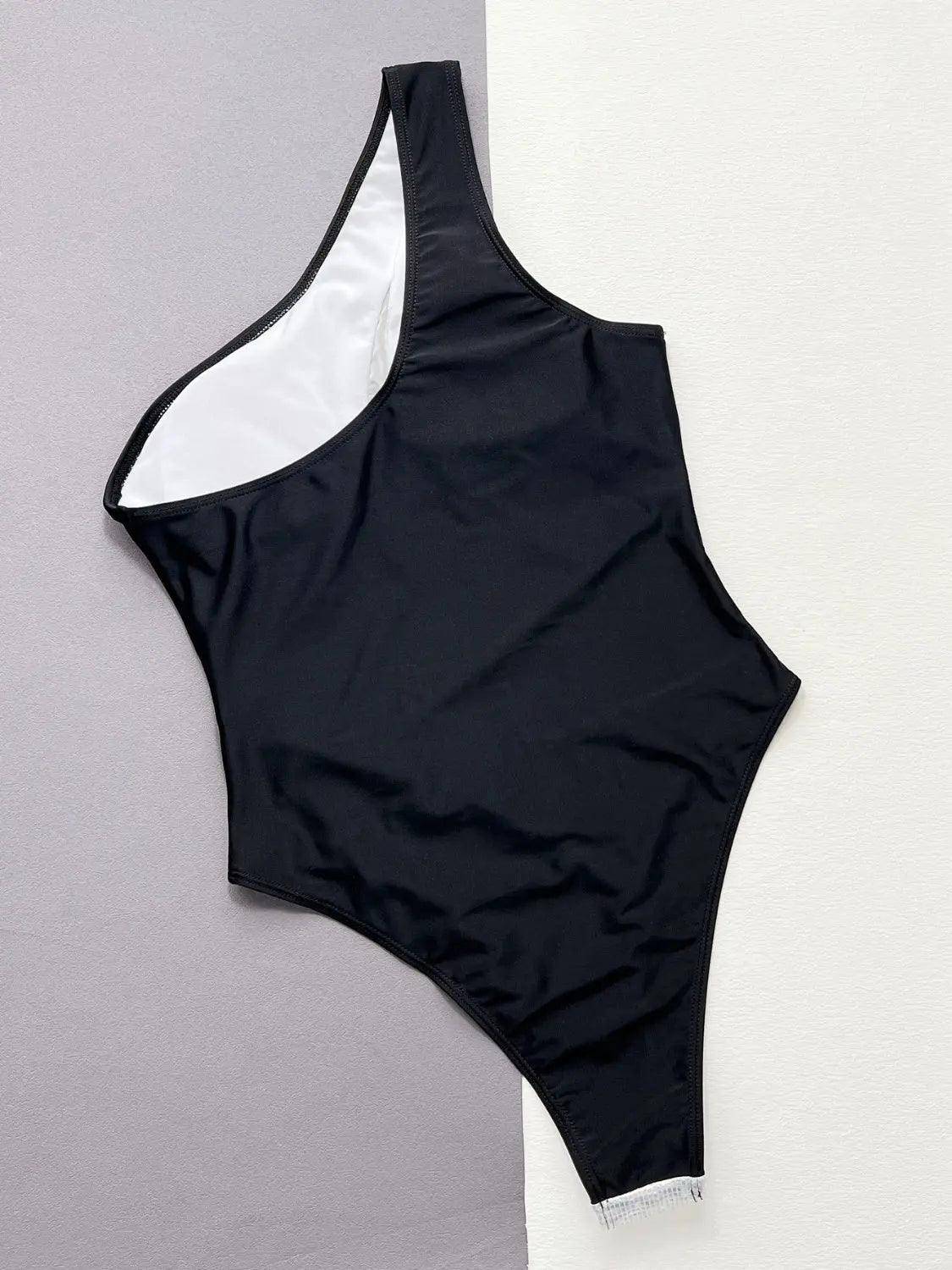 Contrast Panel One-Piece Swimsuit - Urban Trend Fashion