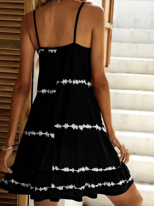 Contrast Printed Scoop Neck Mini Cami Dress - Urban Trend Fashion