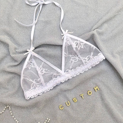 Custom Lingerie Set For Women Thong Panties Bra Set With Name Rhinestone Customized Thongs Personalized G-String Jewelry Gift - Urban Trend Fashion