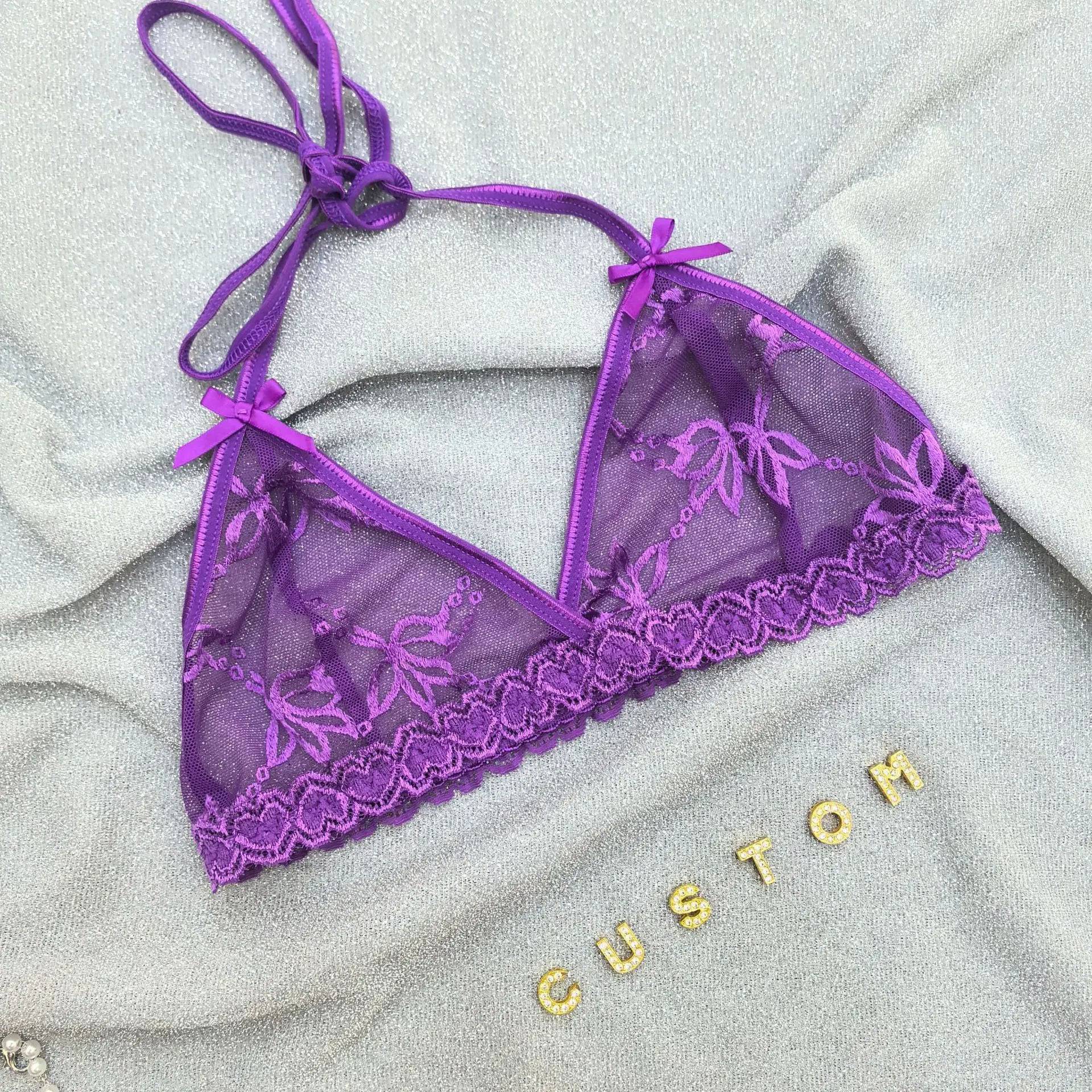 Custom Lingerie Set For Women Thong Panties Bra Set With Name Rhinestone Customized Thongs Personalized G-String Jewelry Gift - Urban Trend Fashion