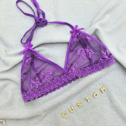 Custom Lingerie Set For Women Thong Panties Bra Set With Name Rhinestone Customized Thongs Personalized G-String Jewelry Gift - Urban Trend Fashion