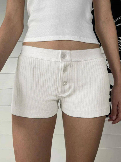 Devine Button Detail Shorts - Urban Trend Fashion