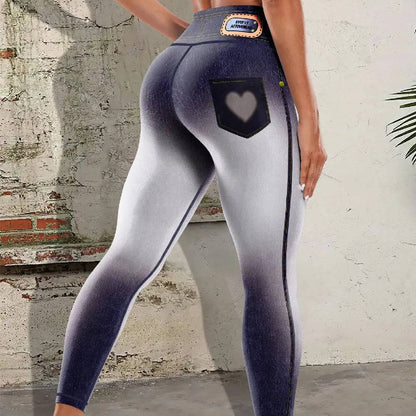 Fashion New Denim Print Yoga Pants Women - Urban Trend Fashion