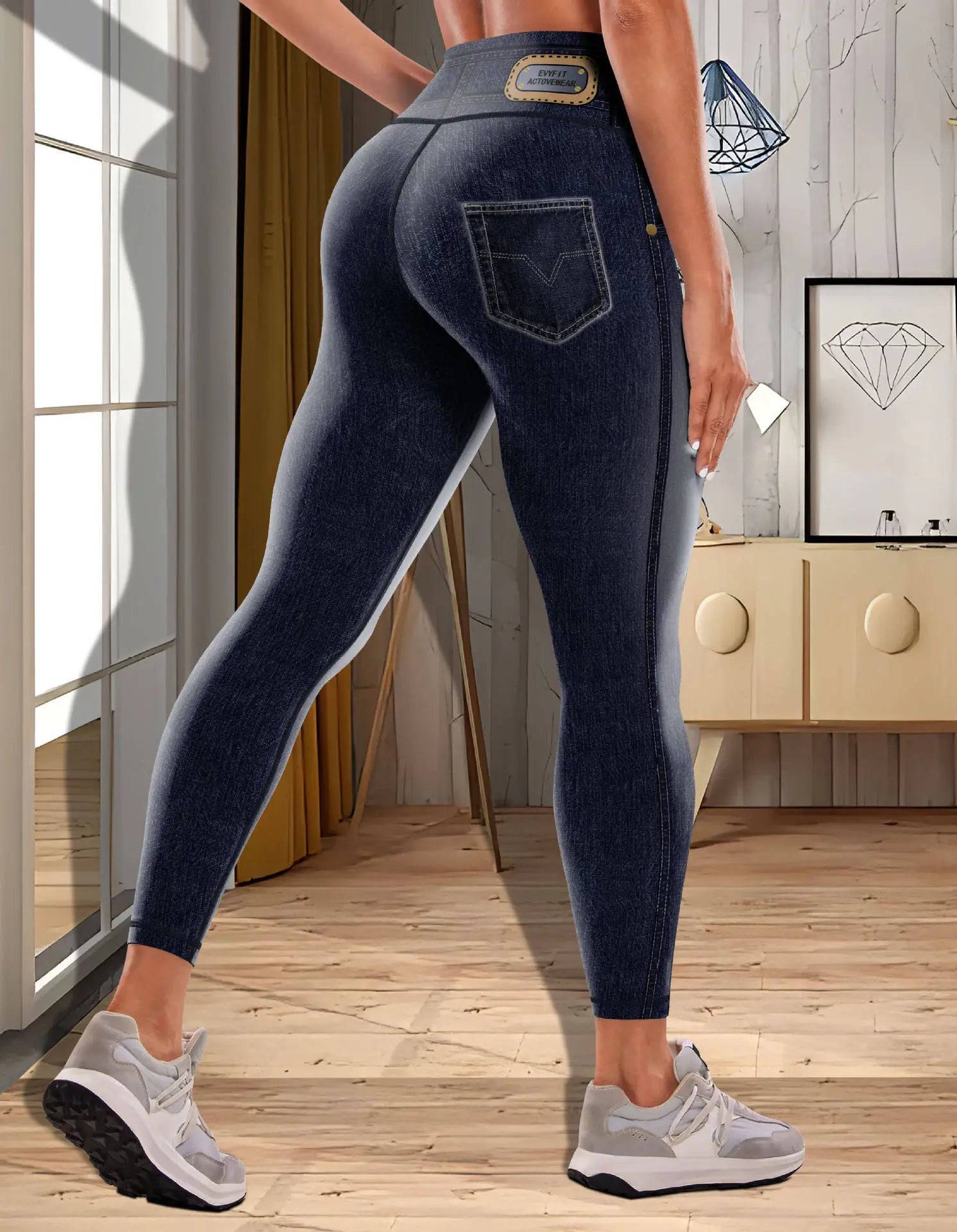 Fashion New Denim Print Yoga Pants Women - Urban Trend Fashion