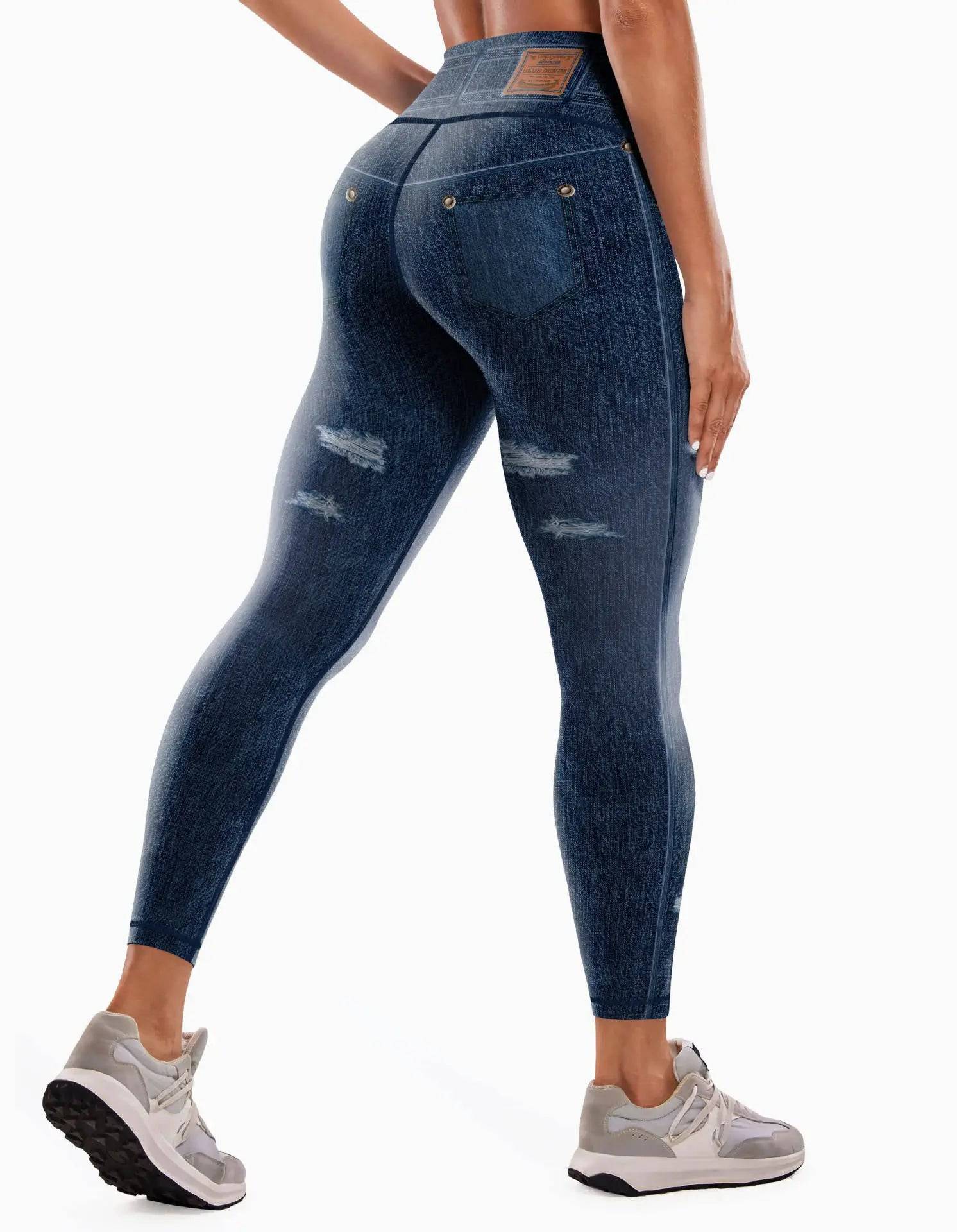 Fashion New Denim Print Yoga Pants Women - Urban Trend Fashion