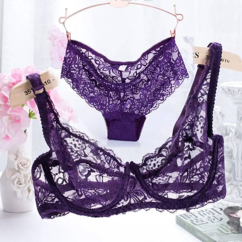 Flirting French Ultra-Thin Lingerie Bras And Panties Set For Women - Urban Trend Fashion