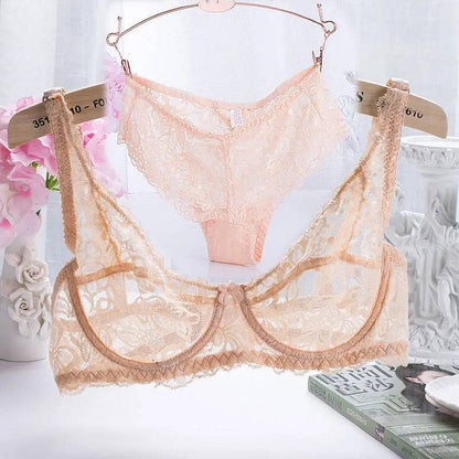 Flirting French Ultra-Thin Lingerie Bras And Panties Set For Women - Urban Trend Fashion