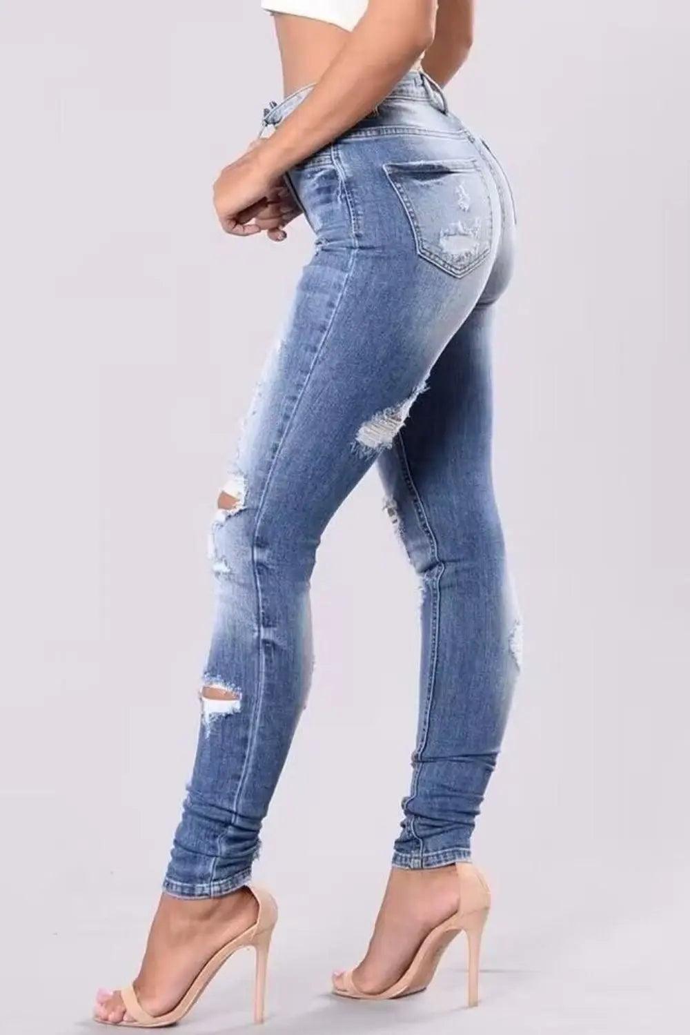 Full Size Distressed Skinny Jeans Plus Size - Urban Trend Fashion