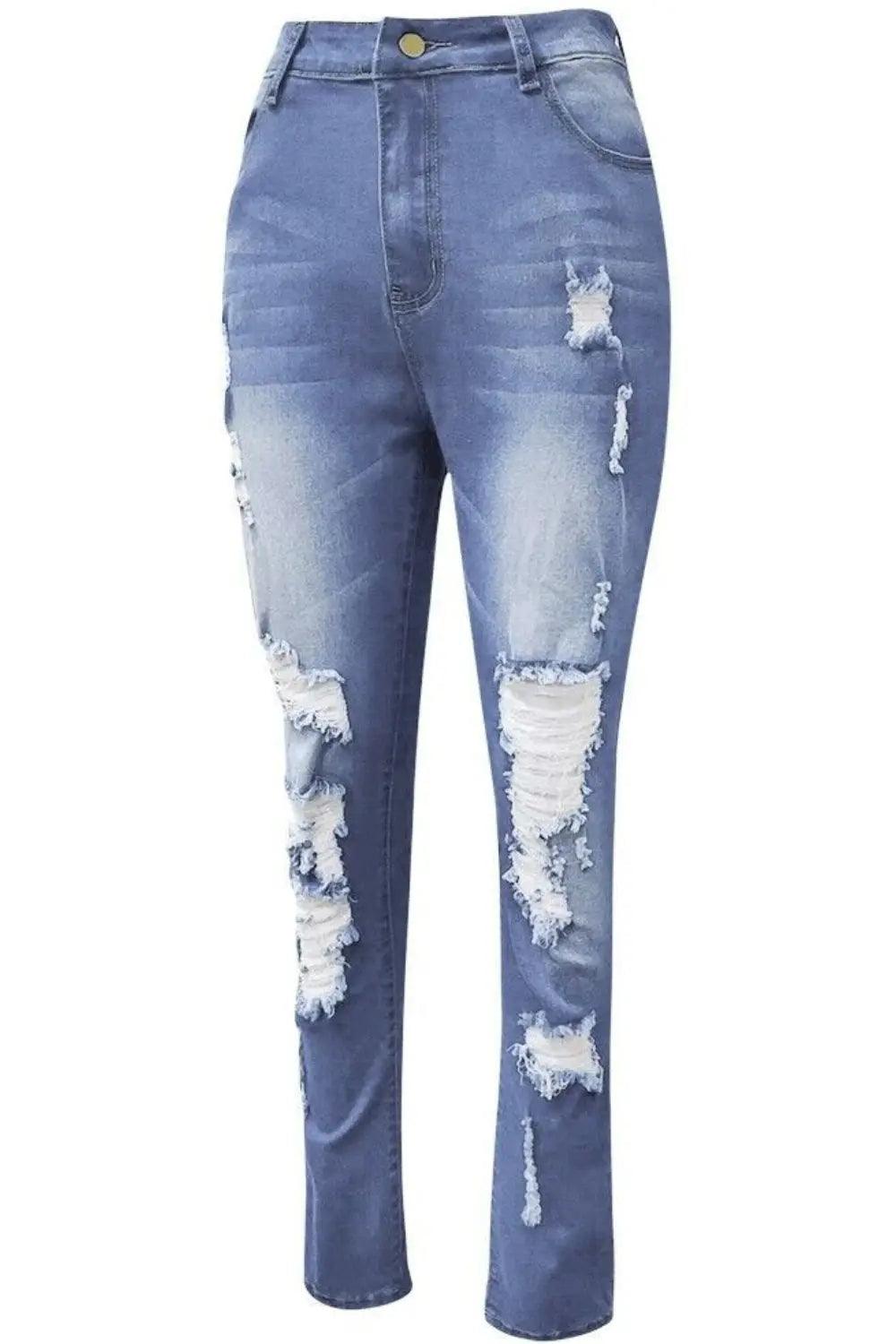 Full Size Distressed Skinny Jeans Plus Size - Urban Trend Fashion