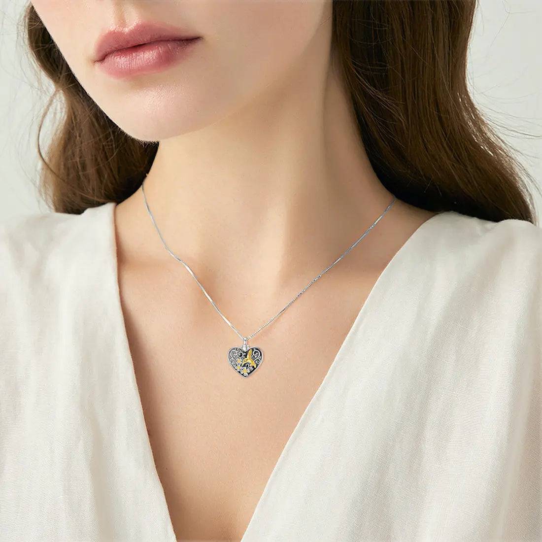 Heart Hummingbird Urn Necklace for Ashes Cremation Jewelry for Women - Urban Trend Fashion