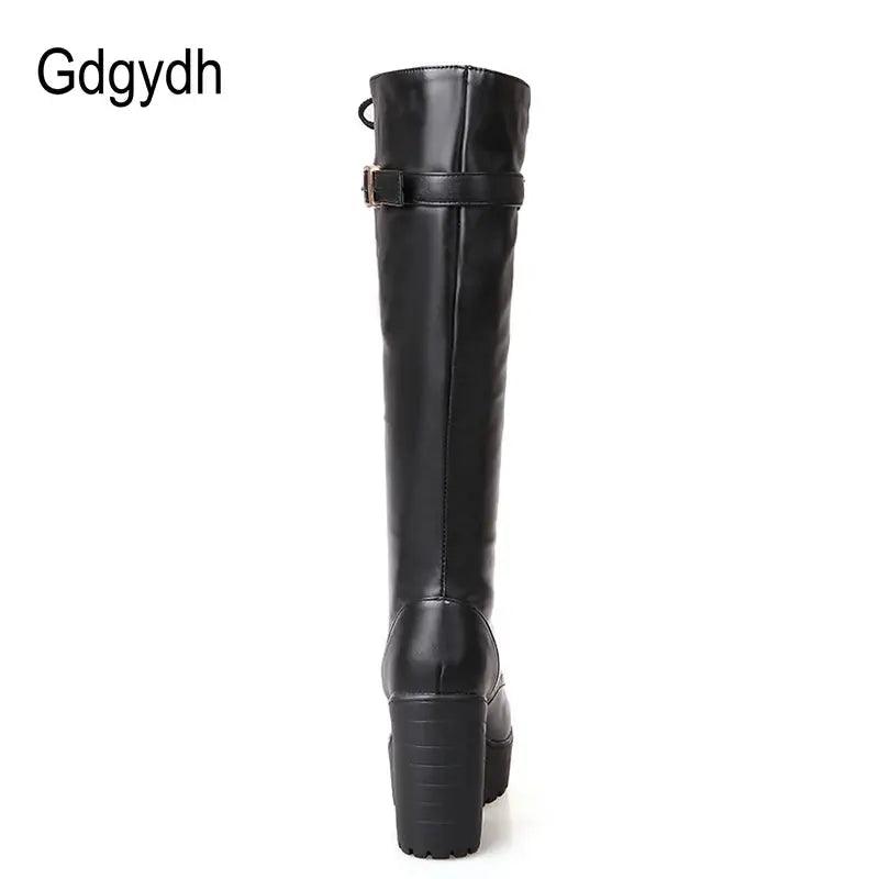 Hot Sale Spring Autumn Lacing Knee High Boots Women Leather PRICE DROPPED $15 - Urban Trend Fashion