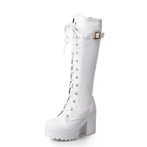 Hot Sale Spring Autumn Lacing Knee High Boots Women Leather PRICE DROPPED $15 - Urban Trend Fashion