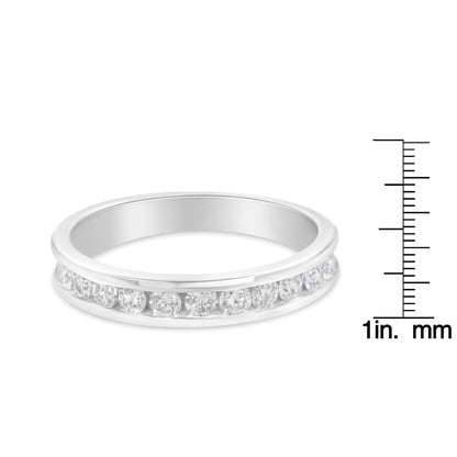 IGI Certified 1/2 Cttw Round Brilliant Cut Diamond 18K White Gold Channel Set Eternity Style Wedding Band Ring (H-I Colo - Urban Trend Fashion