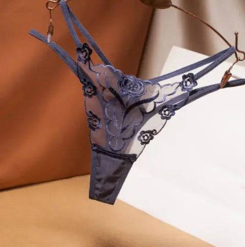 Lace Thong Panties Underwear Ladies Embroidered Floral Thong Panties Womens - Urban Trend Fashion