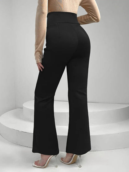 Lace Up Slit Bootcut Pants - Urban Trend Fashion