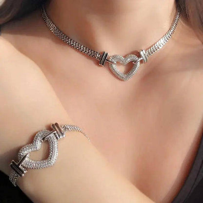 Luxury Heart Shape Jewelry Sets Paved Micro Cubic Zirconia Gold  Jewelry - Urban Trend Fashion