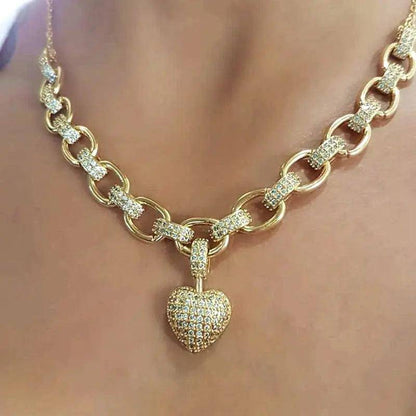 Luxury Heart Shape Jewelry Sets Paved Micro Cubic Zirconia Gold  Jewelry - Urban Trend Fashion