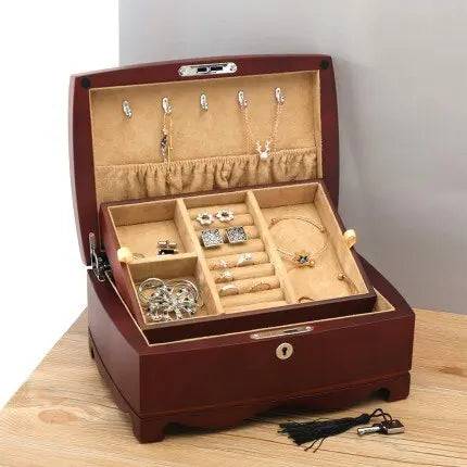 Multifunctional Wooden Jewelry Box With Multi-Layer Retro Style - Urban Trend Fashion