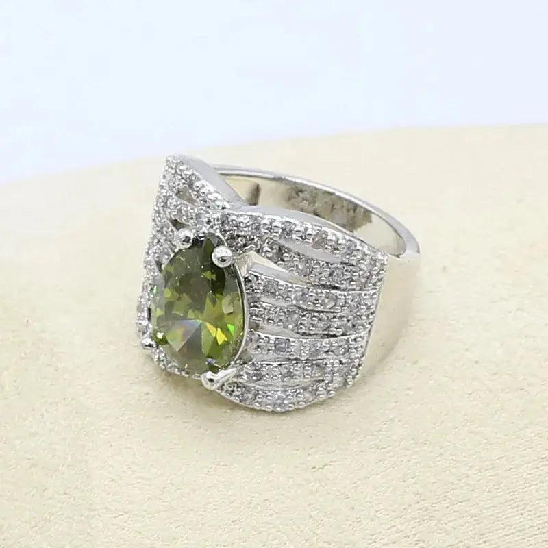 New Green Peridot Zircon Silver 925 Jewelry Set Women Bracelet Ear - Urban Trend Fashion