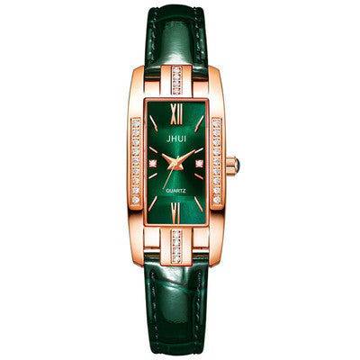 New Elegant Temperament Square Ladies Quartz Watch Korean Personality Small Green Watch Belt Ladies Watch - Urban Trend Fashion