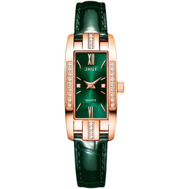 New Elegant Temperament Square Ladies Quartz Watch Korean Personality Small Green Watch Belt Ladies Watch - Urban Trend Fashion