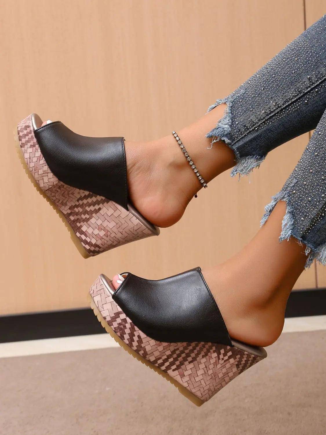 PU Leather High Heel Sandals - Urban Trend Fashion