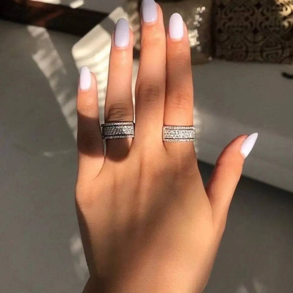 Premium Silver Color Ring Wide Love Rings For Women  Engagement Gifts - Urban Trend Fashion