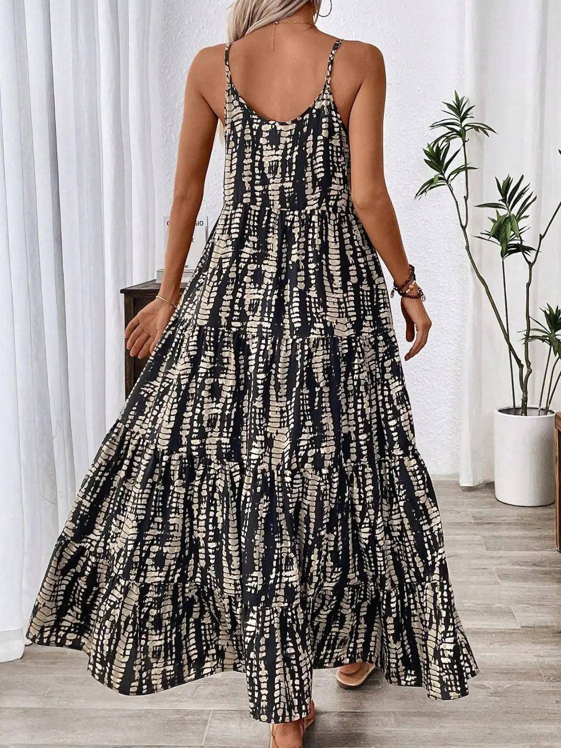 Printed Scoop Neck Maxi Cami Dress - Urban Trend Fashion