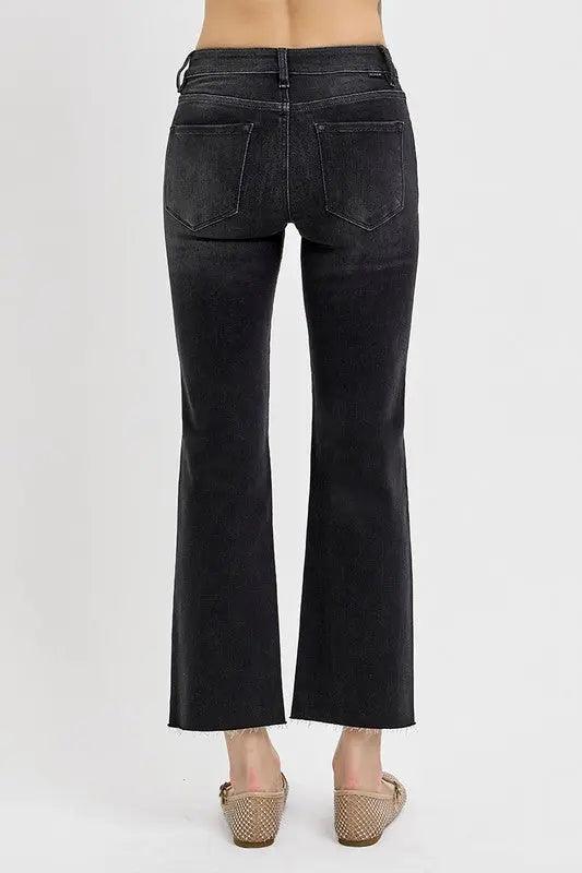 RISEN Tummy Control Mid Rise Crop Straight Jeans - Urban Trend Fashion