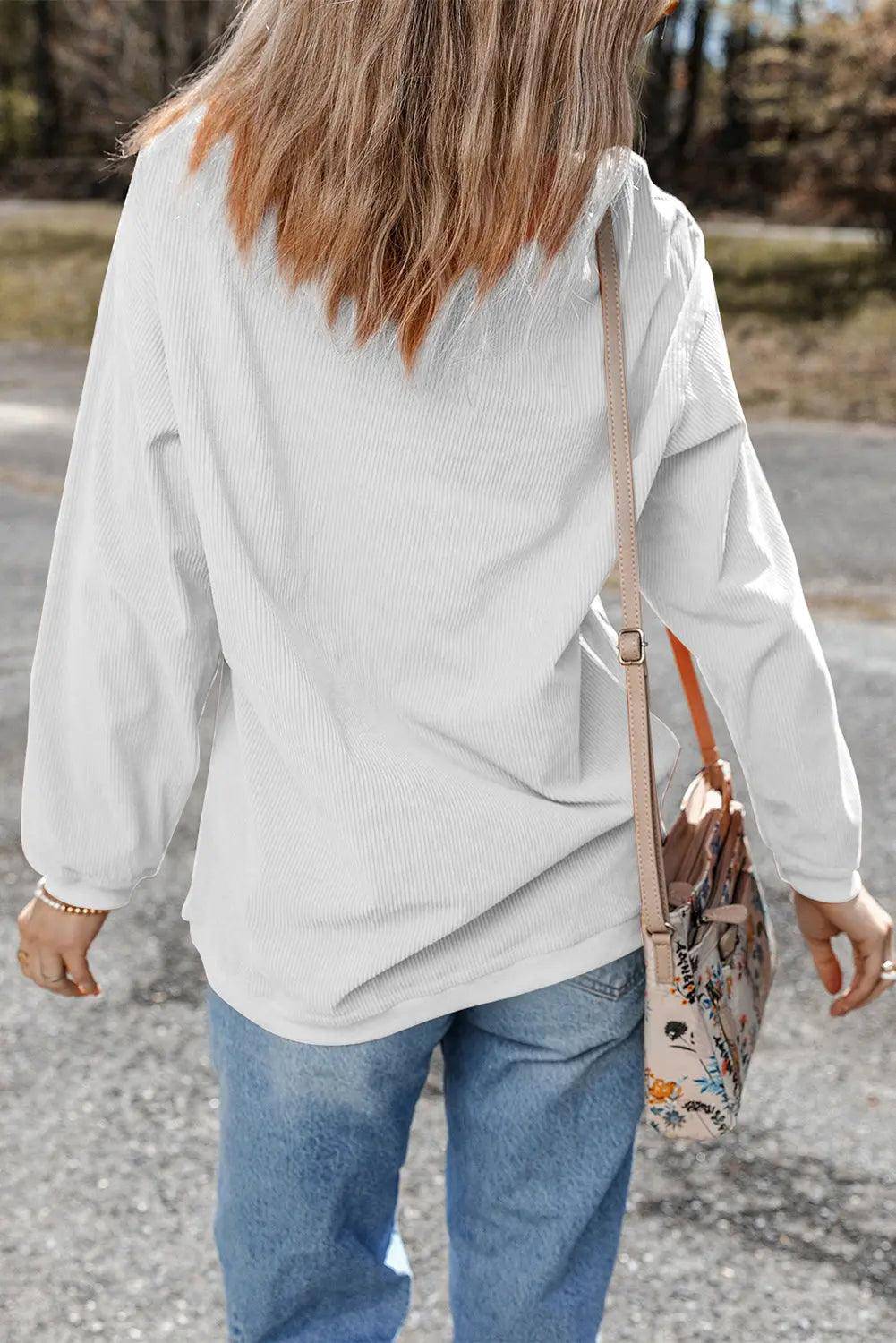 Sequin Lucky Clover Round Neck Long Sleeve Sweatshirt - Urban Trend Fashion