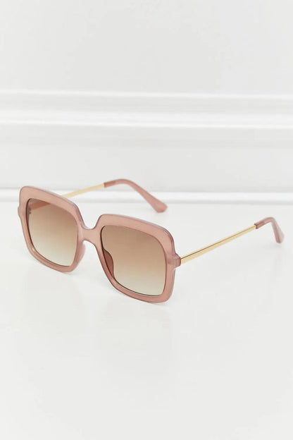 Square Metal-Plastic Hybrid Temple Sunglasses - Urban Trend Fashion